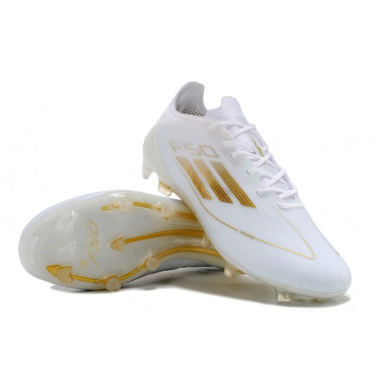 Adidas F50 ELITE FG White Gold Men's Football Boots