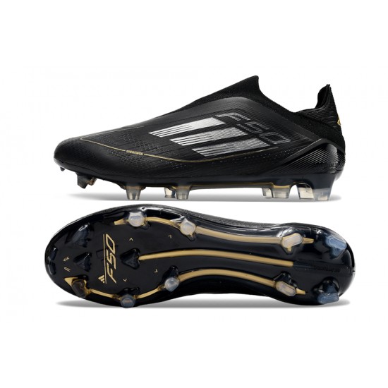 Adidas F50 Elite Laceless FG Black and Gold Men's Football Boots