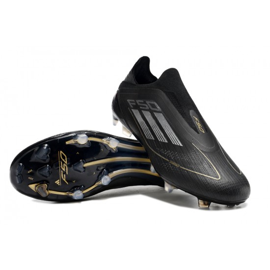 Adidas F50 Elite Laceless FG Black and Gold Men's Football Boots