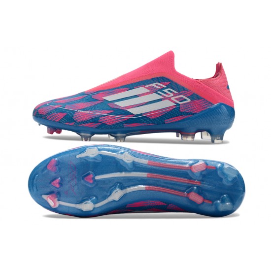 Adidas F50 Elite Laceless FG Blue Pink Low cut Football Boots