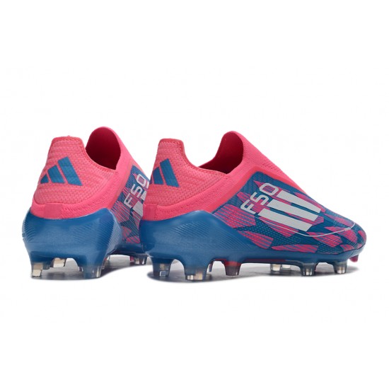 Adidas F50 Elite Laceless FG Blue Pink Low cut Football Boots