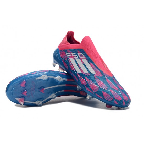 Adidas F50 Elite Laceless FG Blue Pink Low cut Football Boots