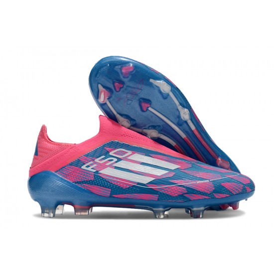 Adidas F50 Elite Laceless FG Blue Pink Low cut Football Boots