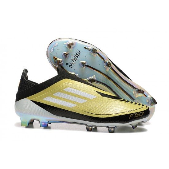 Adidas F50 Elite Laceless FG Gold Black Football Boots