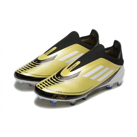 Adidas F50 Elite Laceless FG Gold Black Football Boots