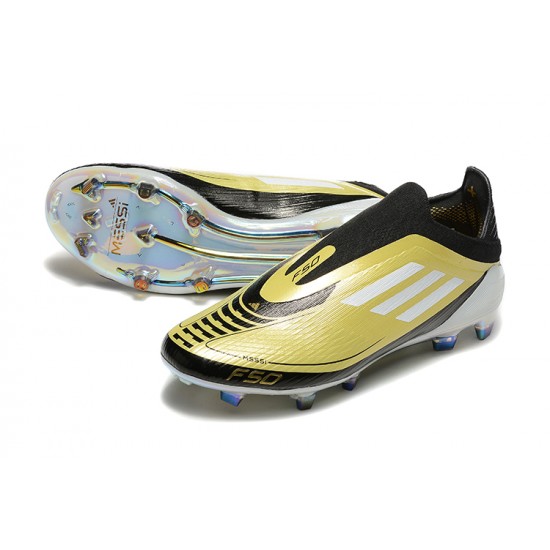 Adidas F50 Elite Laceless FG Gold Black Football Boots