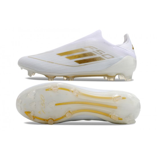 Adidas F50 Elite Laceless FG Low cut White Gold Football Boots