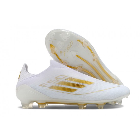 Adidas F50 Elite Laceless FG Low cut White Gold Football Boots