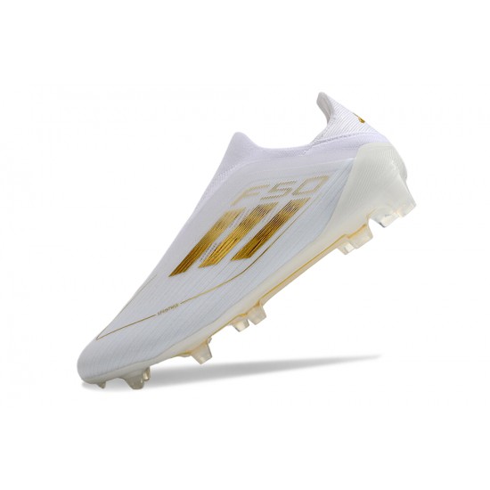 Adidas F50 Elite Laceless FG Low cut White Gold Football Boots