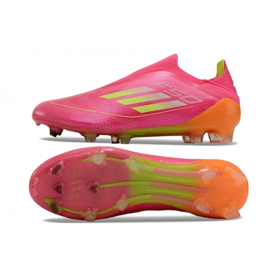 Adidas F50 Elite Laceless FG Pink Orange Football Boots