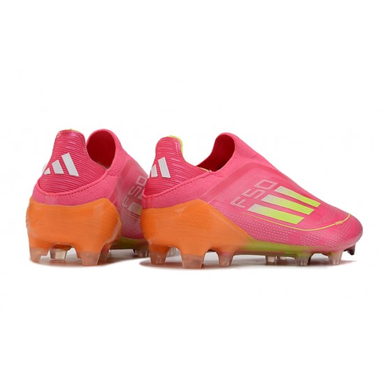 Adidas F50 Elite Laceless FG Pink Orange Football Boots