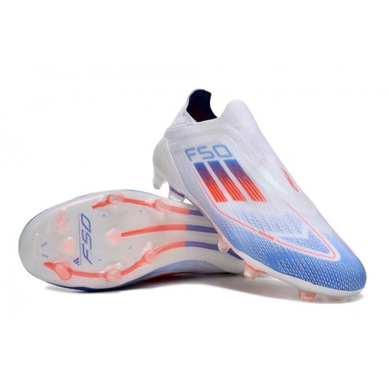 Adidas F50 Elite Laceless FG Shoelace White Blue Football Boots