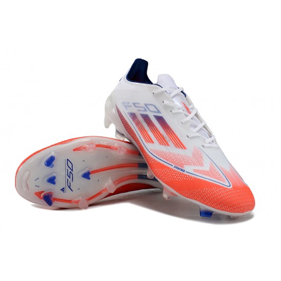 Adidas F50 Elite Laceless FG White and Orange Men's Football Boots