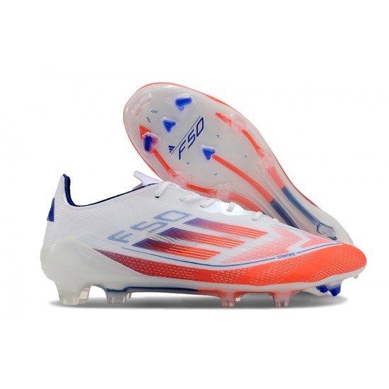 Adidas F50 Elite Laceless FG White and Orange Men's Football Boots