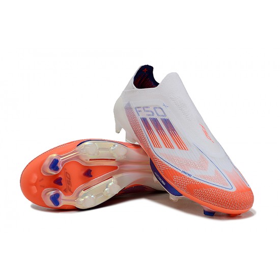 Women Men Adidas F50 FG Shoelace White OrangeFootball Boots