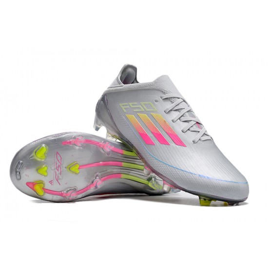 Adidas F50 FG Football Boots Silver Purple Green For Men/Women