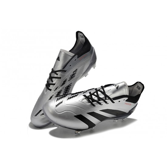 Adidas Predator Accuracy FG Low Football Boots Black Silver For Men 