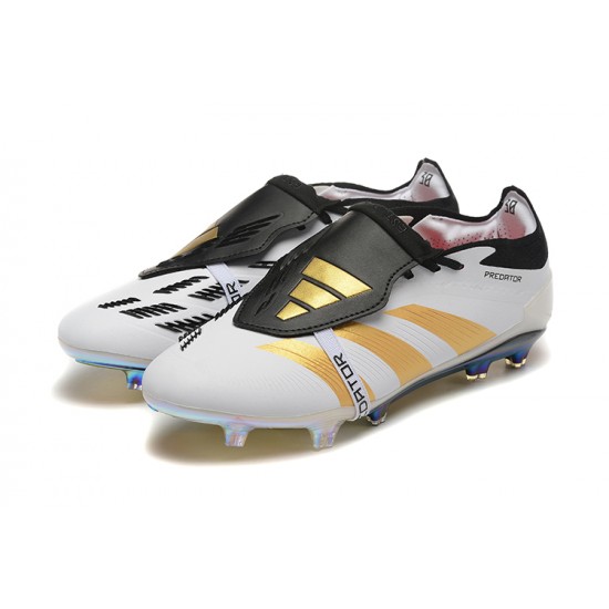 Adidas Predator Elite Tongue FG Football Boots Gold White Black For Men 