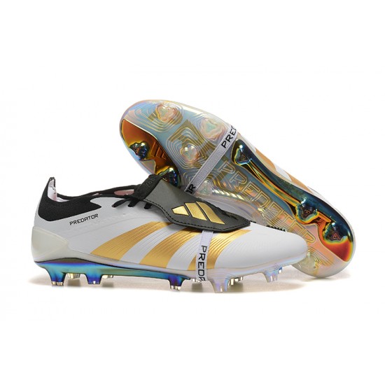 Adidas Predator Elite Tongue FG Football Boots Gold White Black For Men 