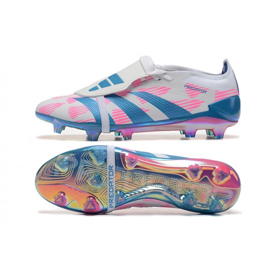 Adidas Predator Elite Tongue FG Football Boots Pink Beige Ltblue For Men 