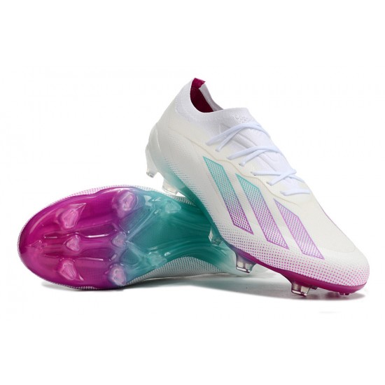 Adidas X 23 Crazyfast.1 FG  Football Boots Beige White Purple For Men 