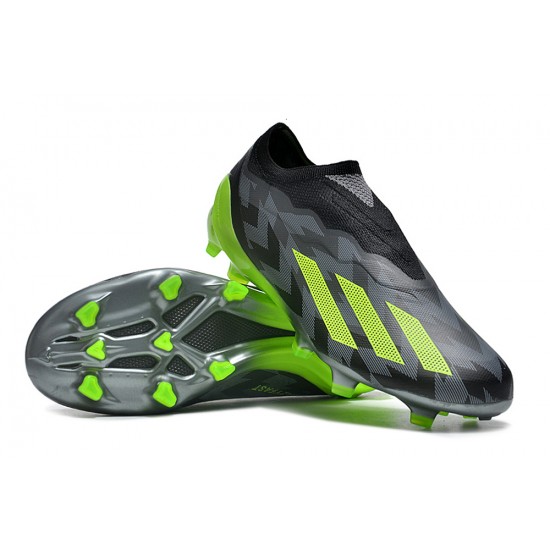 Adidas X Crazyfast.1 Laceless FG Low Football Boots Black Green For Men 