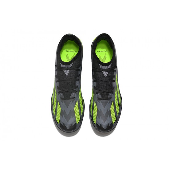 Adidas X Crazyfast.1 Laceless TF Low Football Boots Black Green For Men 