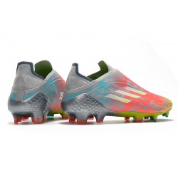 Adidas X Speedflow FG Low Silver Pink Yellow Men Football Boots