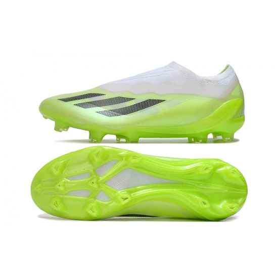 Adidas x23crazyfast.1 Laceless FG Low Football Boots White Black Green For Men 