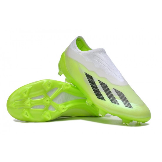 Adidas x23crazyfast.1 Laceless FG Low Football Boots White Black Green For Men 