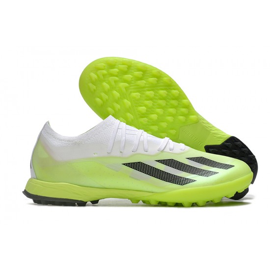 Adidas x23crazyfast.1 Laceless TF Low Football Boots White Black Green For Men 