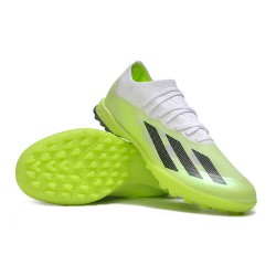 Adidas x23crazyfast.1 Laceless TF Low Football Boots White Black Green For Men 