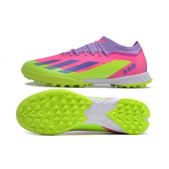 Adidas x23crazyfast.1 TF Low Football Boots Pink Purple Green For Men/Women