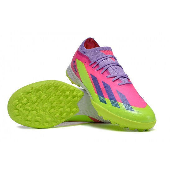 Adidas x23crazyfast.1 TF Low Football Boots Pink Purple Green For Men/Women