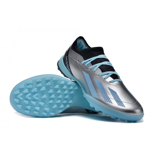 Adidas x23crazyfast.1 TF Low Football Boots Silver Black Ltblue For Men/Women