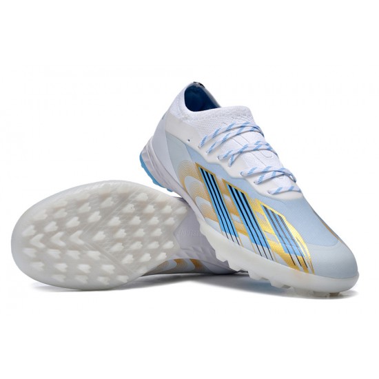 Adidas x23crazyfast.1 TF Low Football Boots White Blue Gold For Men/Women