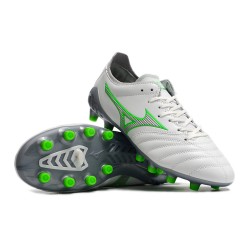 Mizuno Morelia Neo III Pro AG Low White Grey Green Men Football Boots 