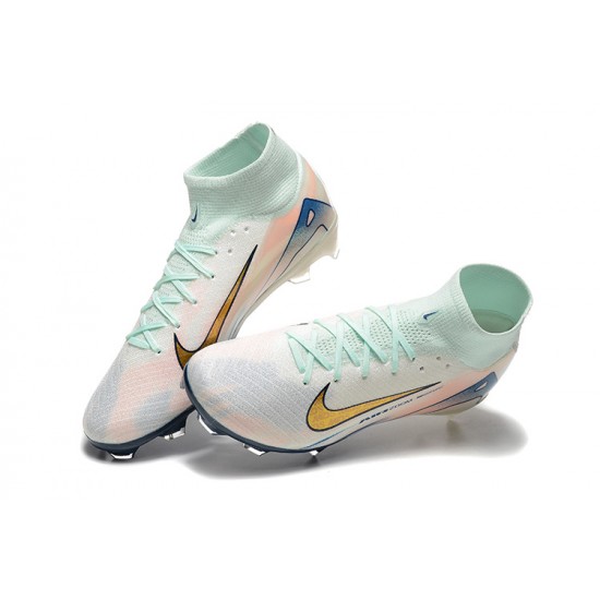 Nike Mercurial Superfly 10 Elite FG White and Gold Men's Football Boots