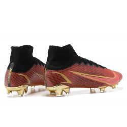 Nike Mercurial Superfly 8 Elite FG High Black Brown Gold Men Football Boots