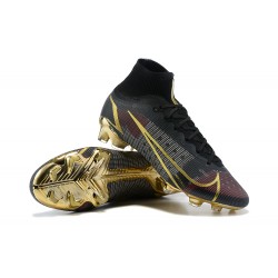 Nike Mercurial Superfly 8 Elite FG High Black Gold Men Football Boots