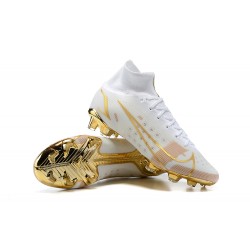 Nike Mercurial Superfly 8 Elite FG High Gold White Men Football Boots