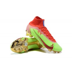 Nike Mercurial Superfly 8 Elite FG High Red Green Gold Men Football Boots