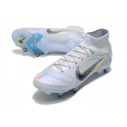 Nike Mercurial Superfly VIII Elite SG PRO Anti Clog High White Blue Men Football Boots 