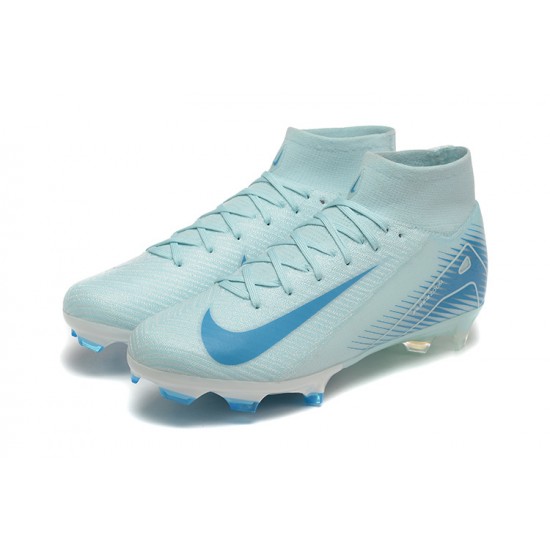 Nike Air Zoom Mercurial Superfly 10 Elite FG High Top Blue Grey Football Boots For Men