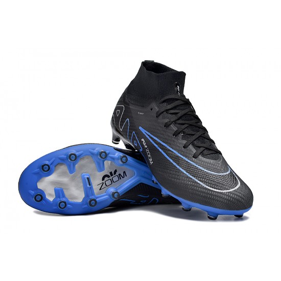 Nike Air Zoom Mercurial Superfly 9 Elite AG High Top Football Boots Black Blue White For Men