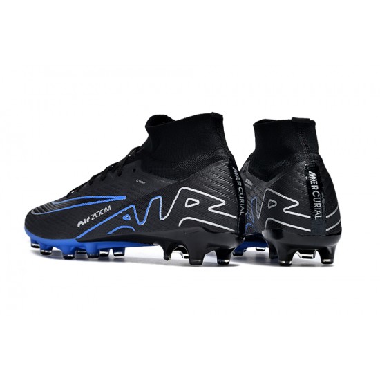 Nike Air Zoom Mercurial Superfly 9 Elite AG High Top Football Boots Black Blue White For Men