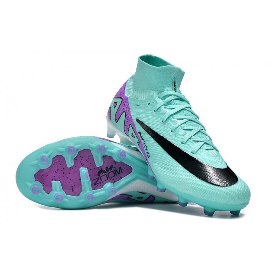 Nike Air Zoom Mercurial Superfly 9 Elite AG High Top Football Boots Ltblue Purple Black For Men 