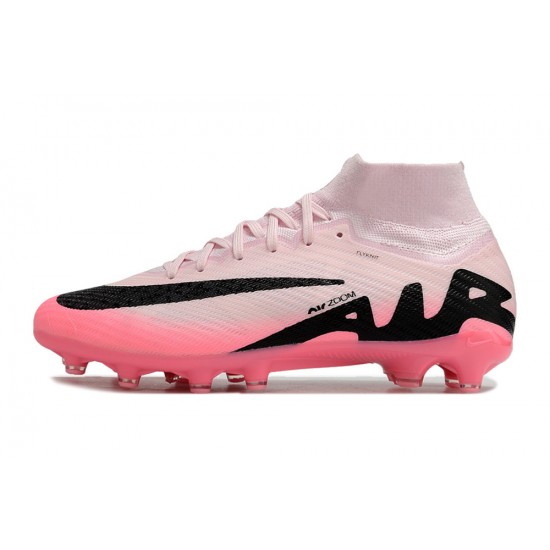 Nike Air Zoom Mercurial Superfly 9 Elite AG High Top Football Boots Pink White Black For Men