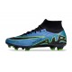 Nike Air Zoom Mercurial Superfly 9 Elite FG High Top Football Boots Black Green Blue For Men/Women