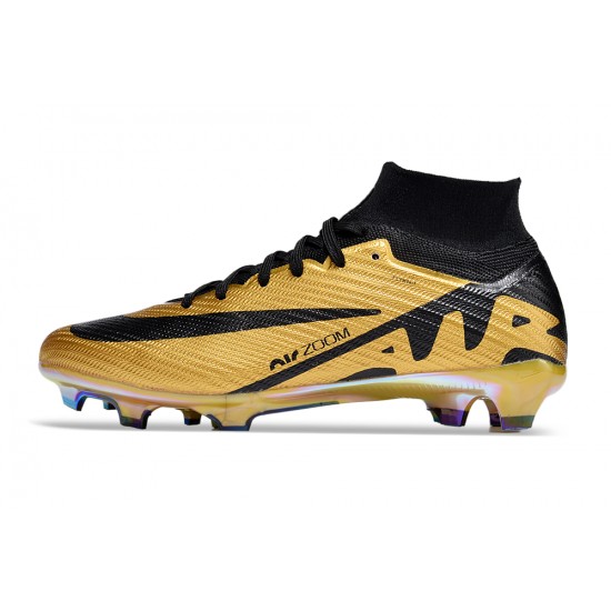 Nike Air Zoom Mercurial Superfly 9 Elite FG High Top Football Boots Gold Black For Men/Women